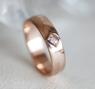 Wedding Band with Morganite