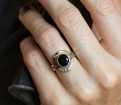 Round Black Diamond Bridal Ring Set