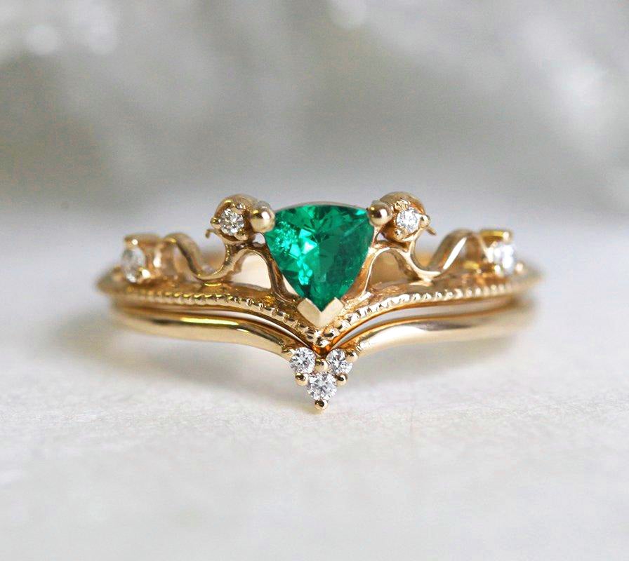 Elsa Emerald Ring Set