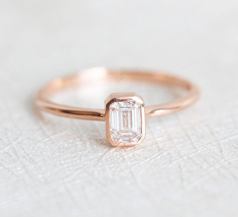 Emerald-Cut White Solitaire Diamond Ring