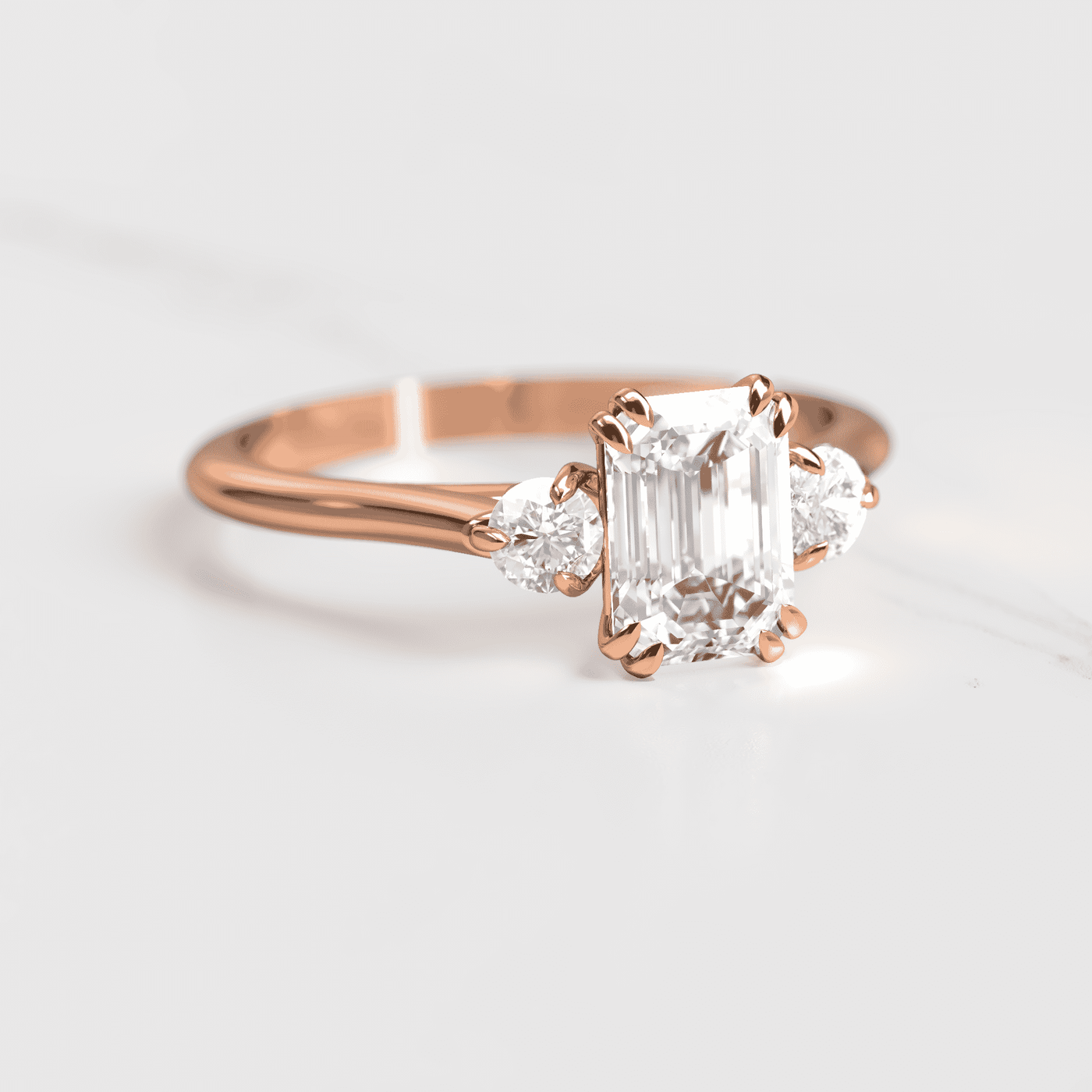 Emerald-Cut White Diamond with Accent Stones