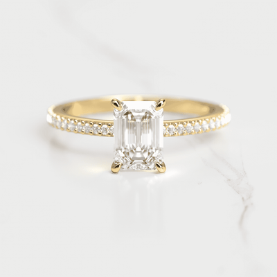 Emerald Cut White Diamond Full Pave Ring