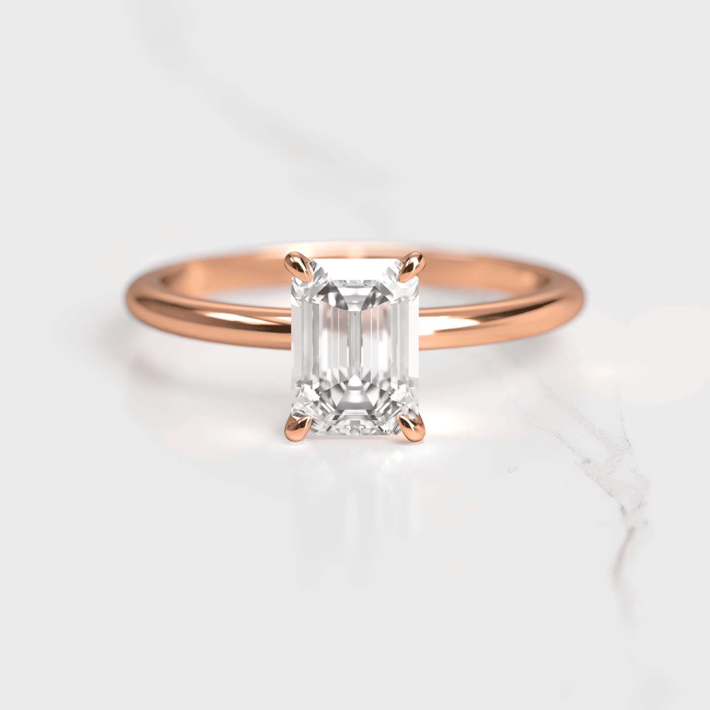 Emerald-Cut White Diamond Solitaire Ring