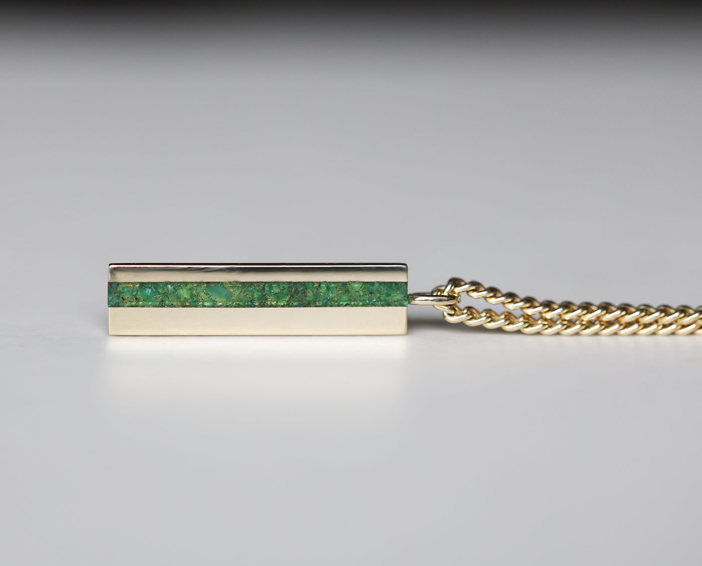 Men's emerald bar gold chain necklace