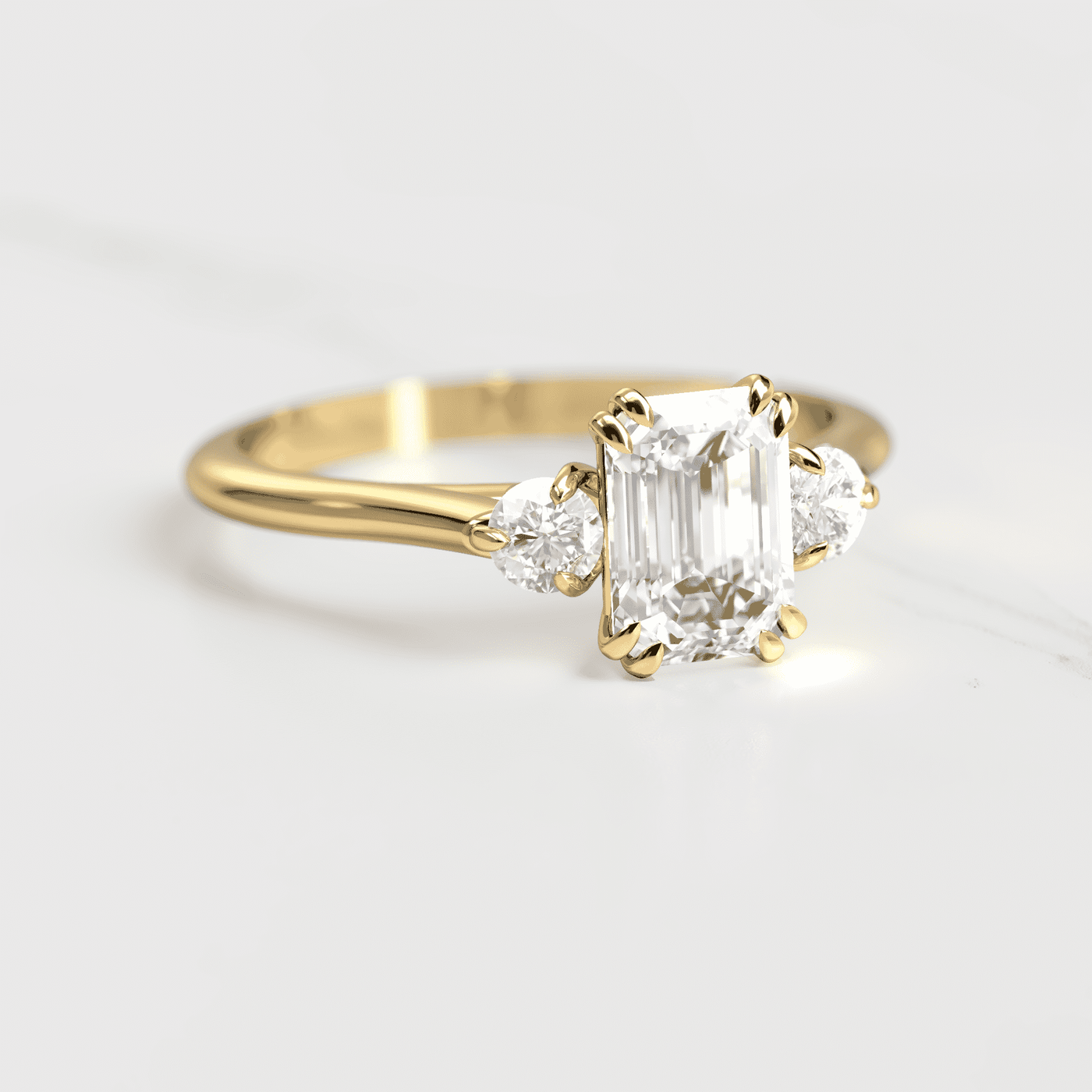 Emerald-Cut White Diamond with Accent Stones