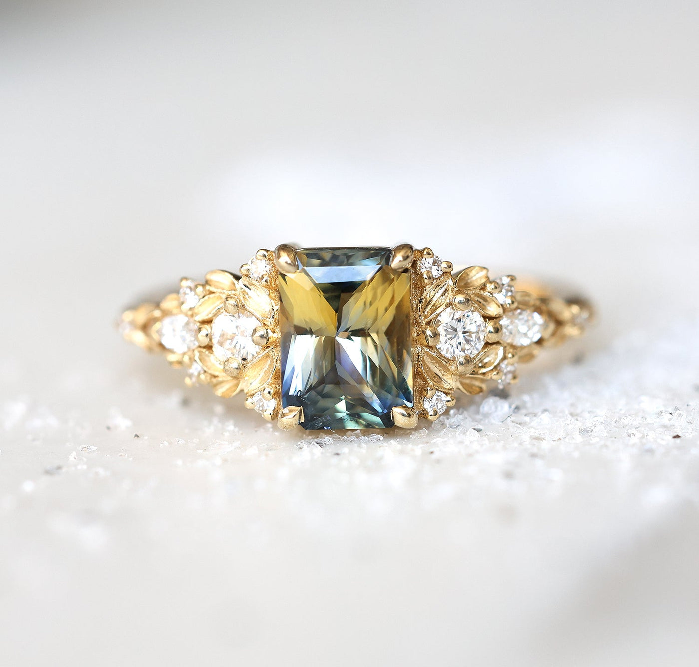 Eryn Sapphire Engagement Ring Gold, Elvish Diamond Engagement Ring Rings