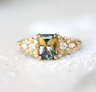 Eryn Sapphire Engagement Ring Gold, Elvish Diamond Engagement Ring Rings