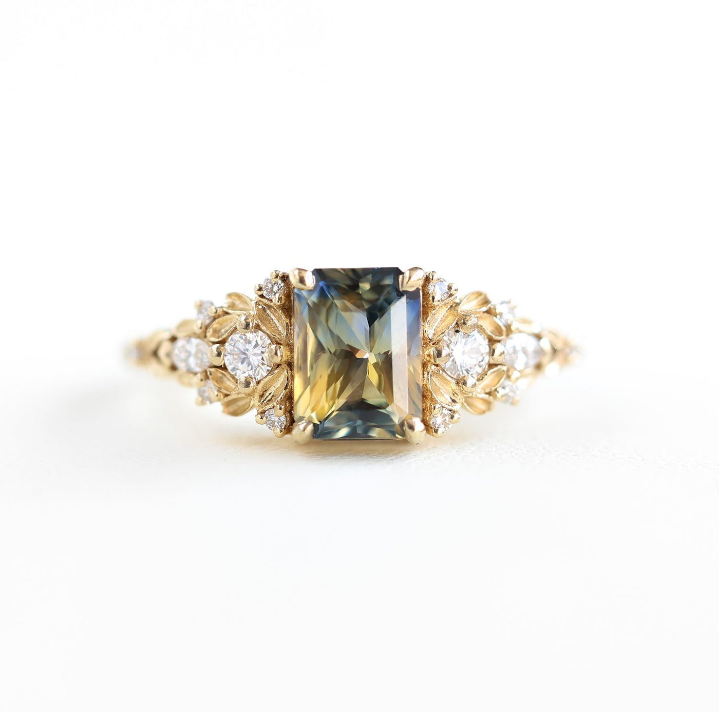 Eryn Sapphire Engagement Ring Gold, Elvish Diamond Engagement Ring - Ready to Ship