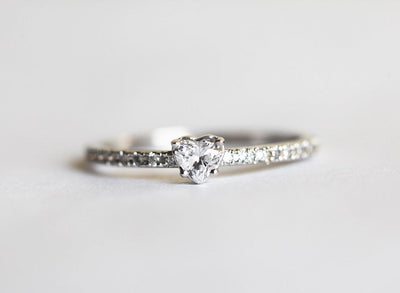 Heart-Shaped White Diamond Ring with Eternity Diamond Band
