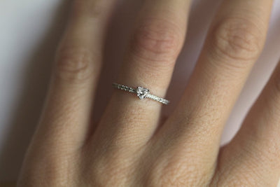 Heart-Shaped White Diamond Ring with Eternity Diamond Band