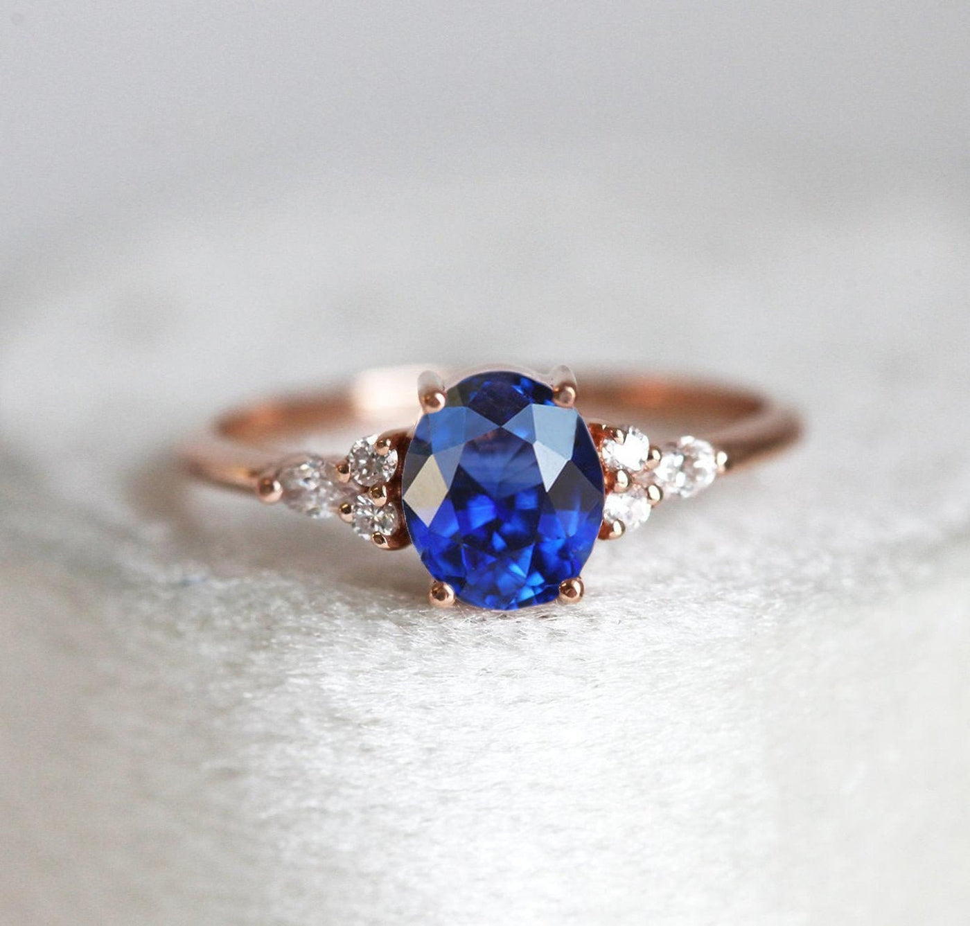 Evelyn Oval Sapphire Diamond Ring-Capucinne