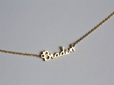 Gold necklace with tiny personalized name