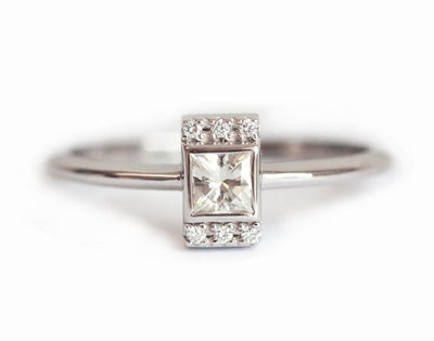 Floral Diamond Engagement Ring Set With Petal Crown Band
