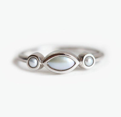 Galilea Marquise Pearl Ring With Accent Pearls-Capucinne