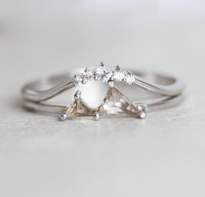 Gemstone White Gold Mountain Ring and Mountain White Gold Ring