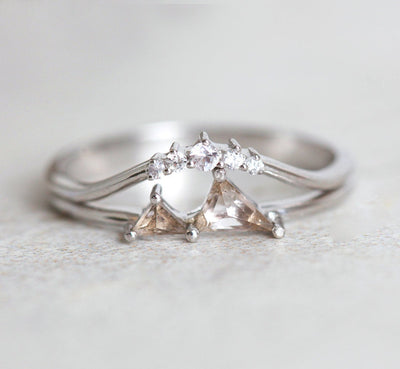 Gemstone White Gold Mountain Ring and Mountain White Gold Ring