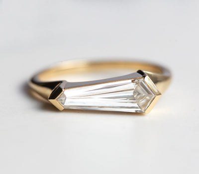 Solitaire Band, Shield Moissanite Ring