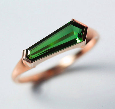 Green Shield Tourmaline Solitaire Ring