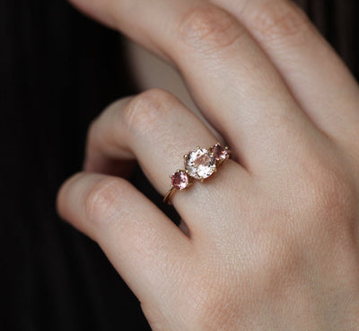 Pink 3-set Morganite Gold Ring