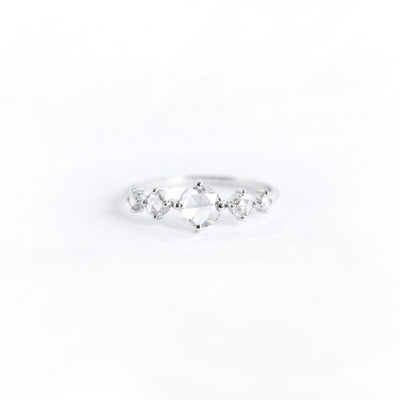 Clean Design Round Rose-Cut White Diamonds with Prong Setting Ring