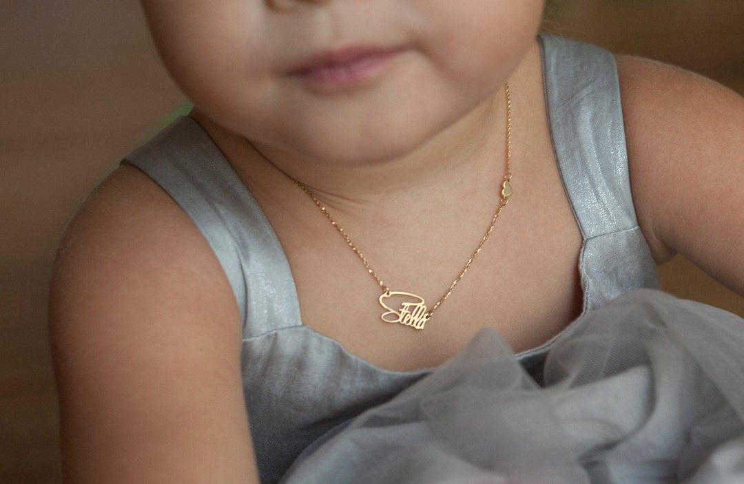 Gold Baptism Necklace, Gold Name Necklace – Capucinne