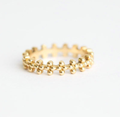 GOLD BEADED RING, BEADED CROWN RING-Capucinne