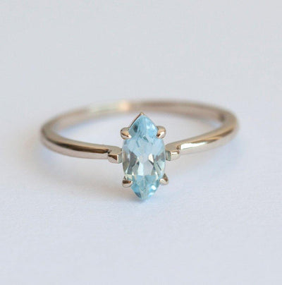 Solitaire Marquise-Cut Aquamarine Gold Engagement Ring