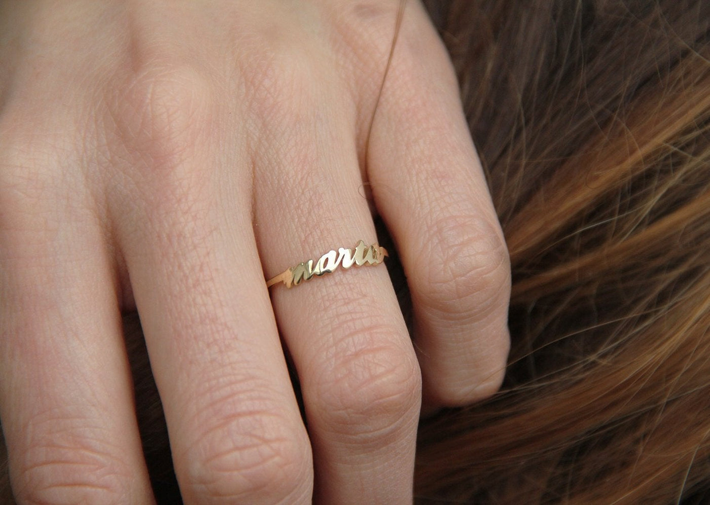 Gold Personalized Ring, 14K Personalized Ring-Capucinne
