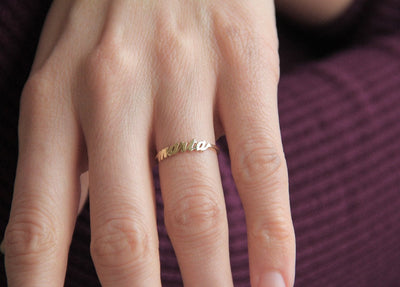 Gold Personalized Ring, 14K Personalized Ring-Capucinne