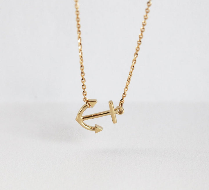 Sideways anchor necklace, Ships Anchor Necklace in gold, necklaces for women, Dainty, top Simple, Layering, Minimalist Necklace