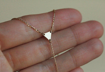 Gold lariat triangle necklace