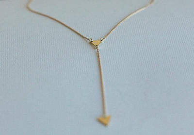 Gold lariat triangle necklace