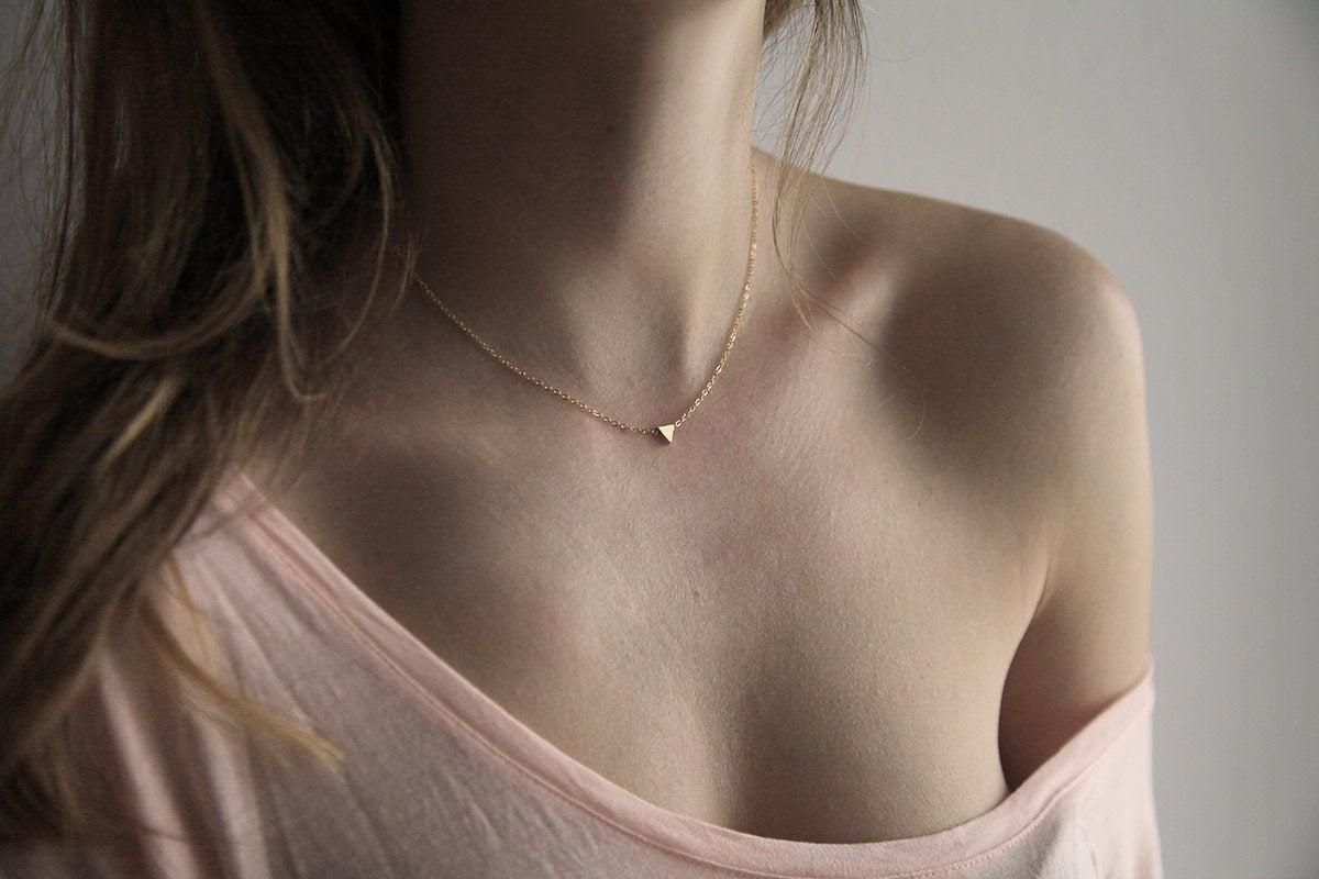 Gold triangle necklace