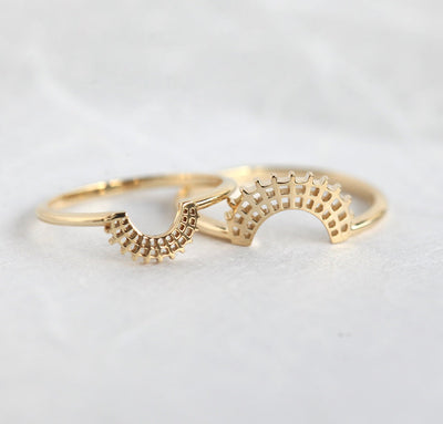 Gold Curved Lace Band, Gold Matching Band-Capucinne