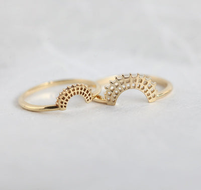 Gold Curved Lace Band, Gold Matching Band-Capucinne