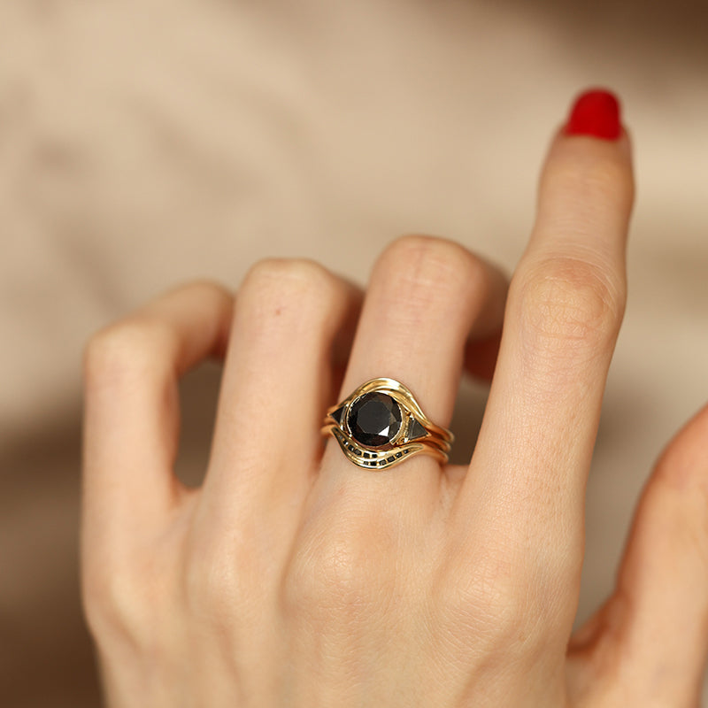 Gold Wave Ring Simple Curved Gold Matching Band Capucinne