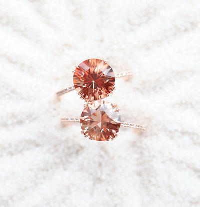 HAILEY OREGON SUNSTONE RING WITH PAVE DIAMOND BAND-Capucinne