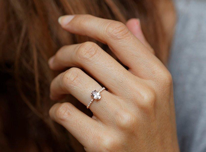 Oval Pink Morganite Ring