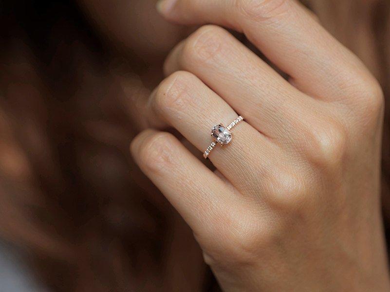 Oval Pink Morganite Ring