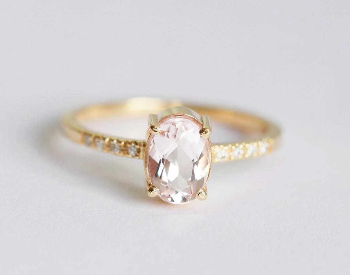 Oval Pink Morganite Gold Ring