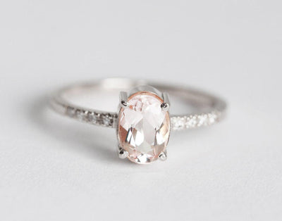 Oval Pink Morganite White Gold Ring