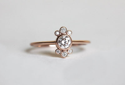 Round White Diamond with Side Round Diamonds Engagement Ring