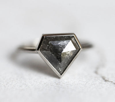Shield Salt & Pepper Diamond Ring