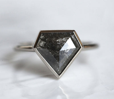 Shield Salt & Pepper Diamond Ring