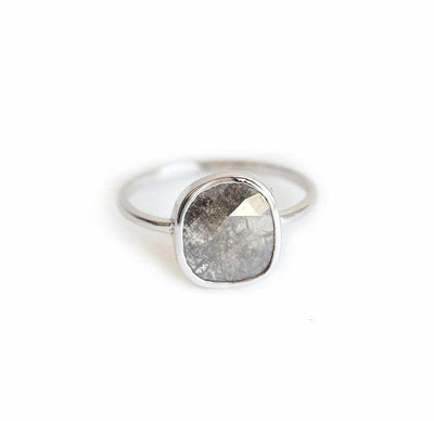 Unique Shape Grey Salt & Pepper Diamond Ring