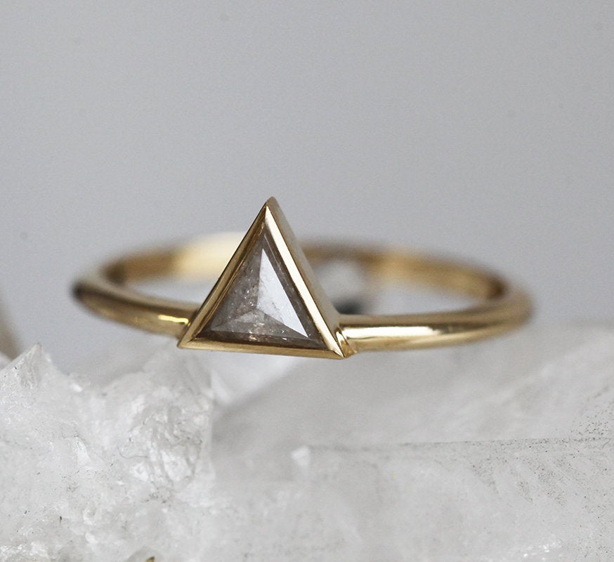 Triangle Salt & Pepper Diamond Ring
