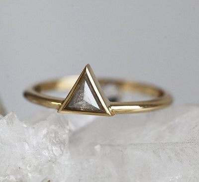 Triangle Salt & Pepper Diamond Ring