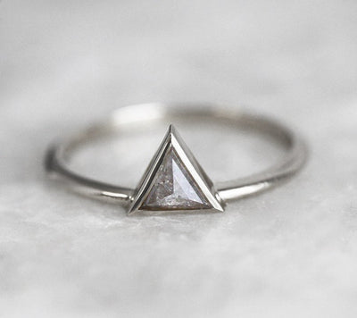 Triangle Salt & Pepper Diamond, Platinum Ring