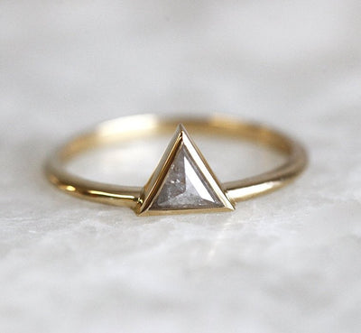 Triangle Salt & Pepper Diamond Ring