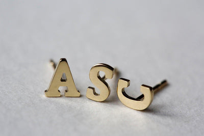 Personalized initial gold stud earrings